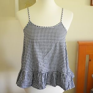 Blue + White Gingham Ruffle Hem Camisole